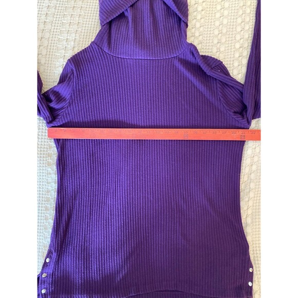 Liz Claiborne Womens Sweater Plus Sz XL Turtleneck Plum Purple Ribbed Fuzzy Knit - Picture 9 of 12